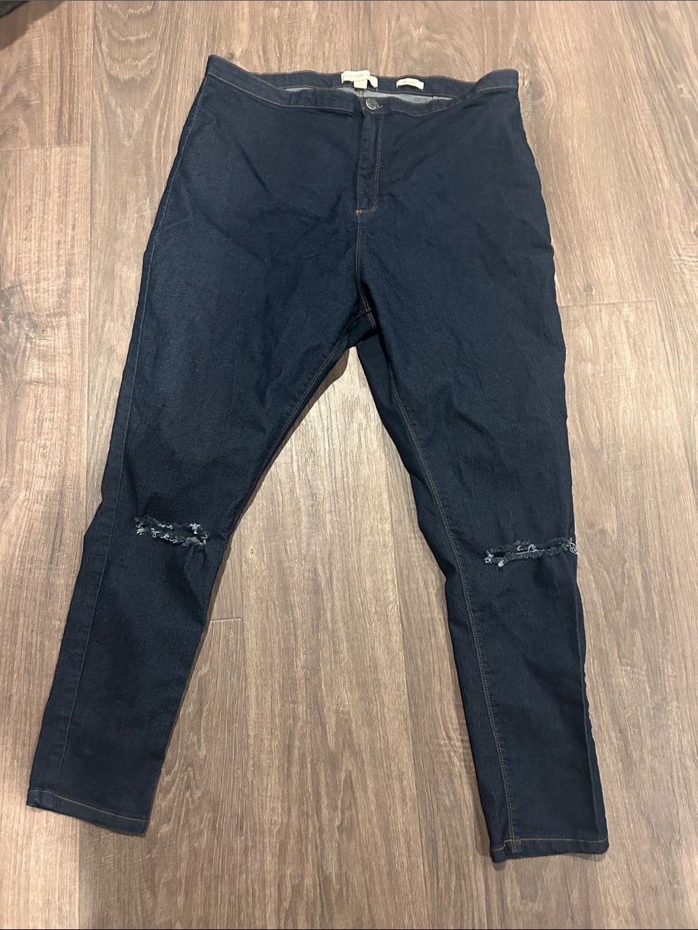 Nicki Minaj Men's Skinny Jeans in Dark Blue with Knee Rips